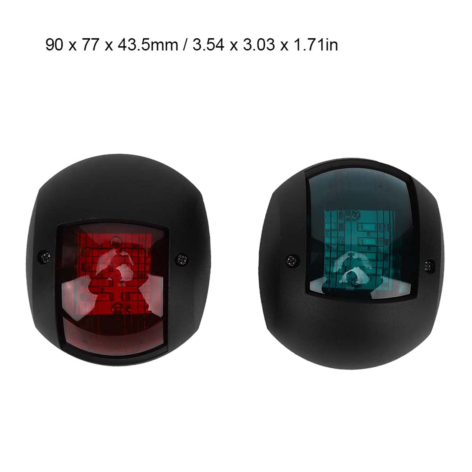 Qiilu luce di navigazione luce di navigazione Coppia di luci di navigazione per barche, luci di segnalazione sferiche LED verde rosso impermeabili Luci di navigazione per barche DC12V-24V 3W(Nero)