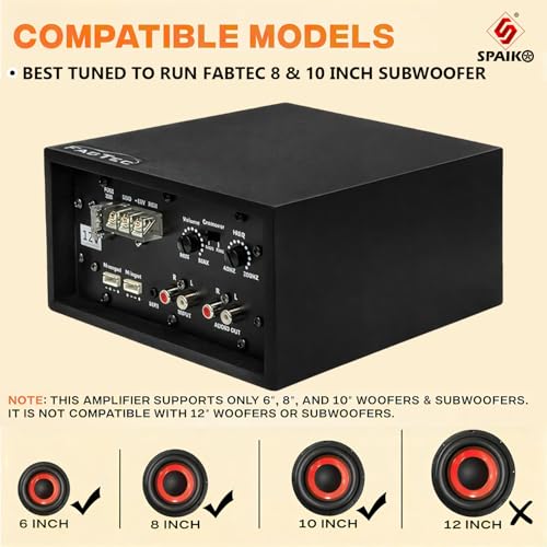 Image of 120W Dual Channel Car Amplifier with Bass Subwoofer Kit, Class AB 12V DC MOSFET Power Amp | Compact Premium Black Amplifier for Car Audio System