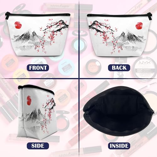 Makeup Bag Japanese Cherry Blossom Cosmetic Bag for Women, Sun Fuji Mount Travel Small Bag for Purse, Pouch for Toiletries Water Resistant Gift 9.5×5.9 Inch3