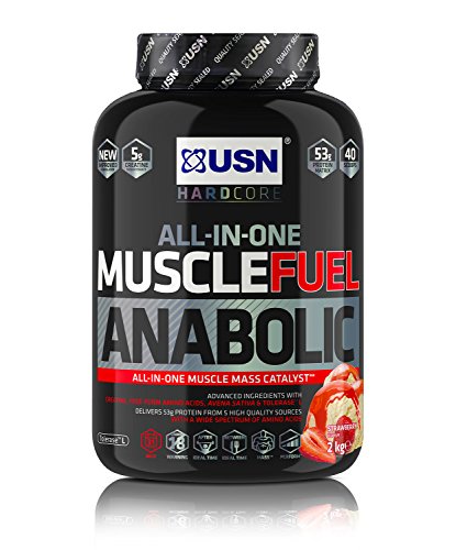 USN Muscle Fuel Anabolic Strawberry 2 kg, Performance Boosting Muscle Gain Protein Shake Powder