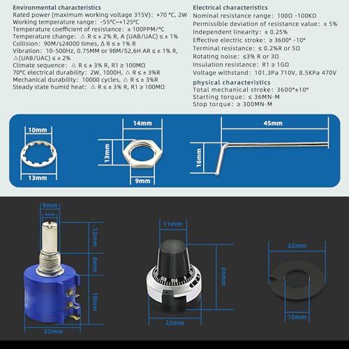 DaFuRui 4Pcs 3590S-2-103L 10K Ohm Potenciômetro Rotativo 10-Voltas Fio Enrolado Potenciômetro de Pre