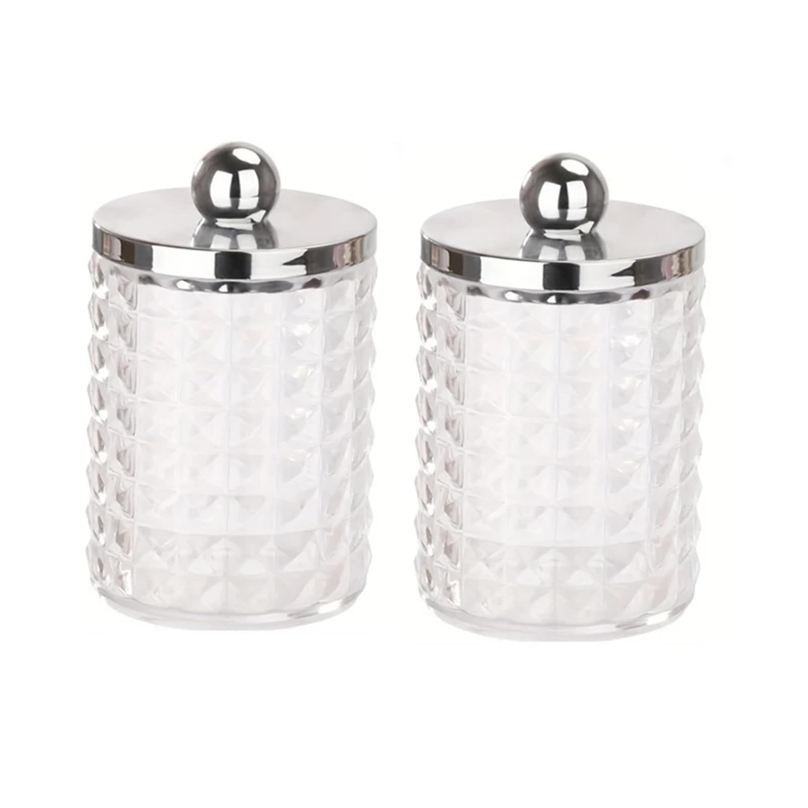 AHUFGN Cotton Pad Holder 1/2/3 PC Plastic Cotton Swab Ball Pad Holder Storage Box 10 Oz Bathroom Organizer, Qtip Apothecary Jar Clear Container Dispenser(2pcs color1)