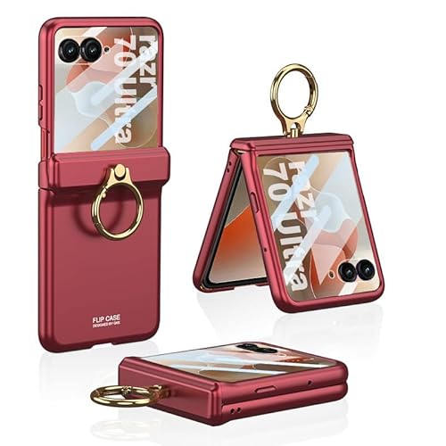 �K�pMotorola Razr 70 Ultra�p�̎��C�܂肽���ݓd�b�P�[�X�ARazr 70�p�̕ی�J�o�[�A�d�C�߂��������O�t���̃A���`�h���b�v�t���X�e�b�J�[�V�F�� (�Ԃ�,Razr 70 Ultra�̏ꍇ)