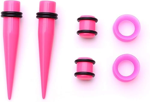 Miniatura 6 de JieyueJewelry - Paquete de 50 unidades para estiramiento de oreja (14G-00G),túneles de silicona, conos y tapones acrílicos, set para expandir