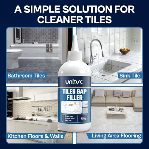 Image of UNIDSC Tiles Gap Filler 560g with Applicator | Tile Grout Repair Paste for Floor & Wall | Waterproof, Crack Resistant & Long Lasting | For Bathroom, Kitchen & Tile Joints