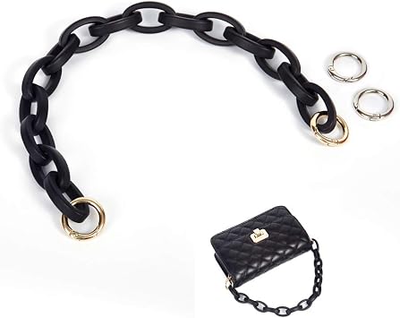 Xiazw Short Resin Bag Purse Handle Strap Replacement,Bag Decoration Chain,Bag Accessories Charms Black