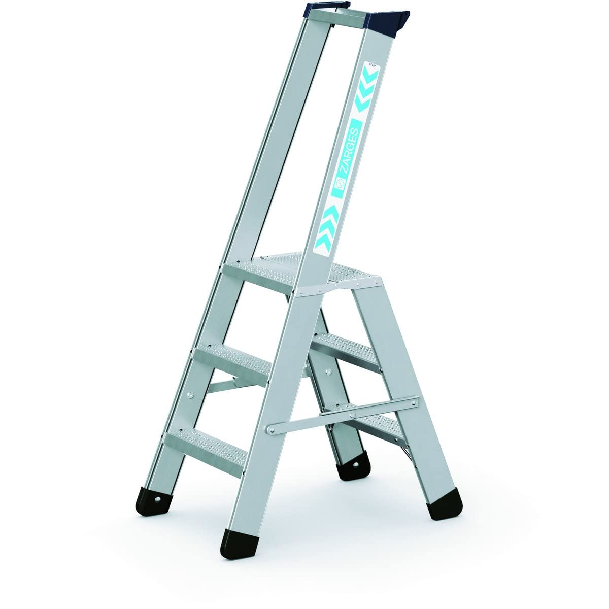Escalera de 3 peldaños Zarges Seventec RC S 40493 de alta resistencia con acabado profesional