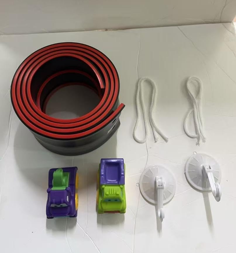 Race Car Bath Toy Set, Two-Player Cars Track Toys, Flexible PVC Track, DIY Track, Industrial-Strength Suction Cups, 8 Piece Set, Ideal Gift for 3+