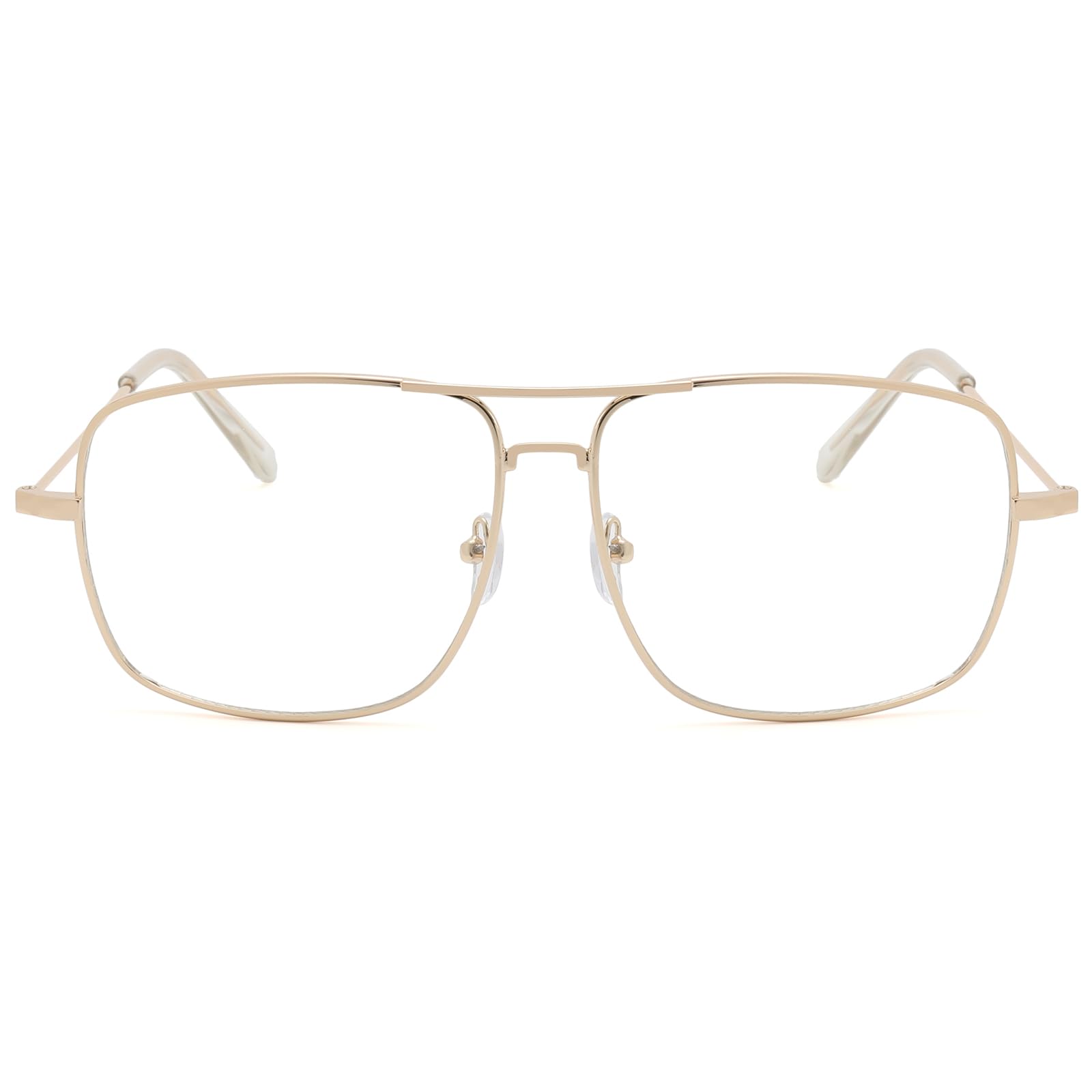 Non Prescription Glasses - Classic Square Clear Lens Metal Frame for Men Women