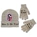 Disney Big Girls Descendants Mal and Evie Born To Be Royal Heathered Acrylic Knit Rib Winter Cuffed Beanie Hat with Satin Character Patch and Matching Glove Set