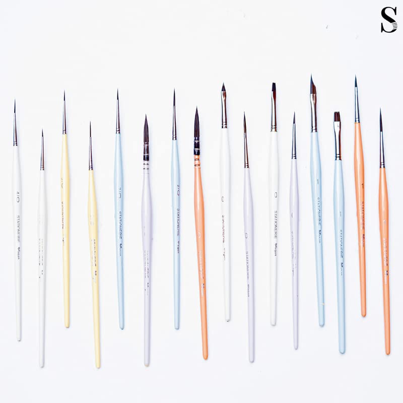 Image of Stationerie Paint Brush Sets Sythnetic Miniliners Minature Detailing Professionals Painting Brushes Ideal for Detailing Painting, Acrylic, Watercolor, Oil Painting Set of 16 Brushes(Candy Edition)