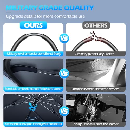 FLORICH Windshield Sunshade Umbrella Foldable Car Windshield Sun Shade Cover, Car Sun Shade Umbrella Protect Interior from UV Keep Car Cooler Medium(55" L x 32" W) by FLORICH - Used condition - Image 2