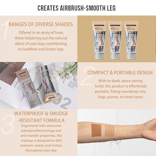 image for O'CHEAL O’CHEAL Waterproof Leg Makeup Cream, No Transfer Tattoo