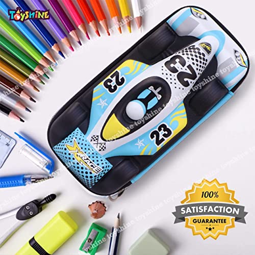 Image of Toyshine Pack Of 6 F-Racer Hardtop Pencil Case With Compartments - Kids Large Capacity School Supply Organizer Students Stationery Box - Girls Boys Pen Pouch- Multicolor - Ethylene Vinyl Acetate (EVA)
