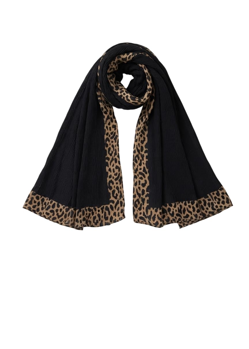 Stole for Women Black cheeta printed soft streachable Fabric stole fit for All ages.-image-1