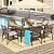 NATURAL EXPRESSIONS 7 Piece Patio Dining Table Outdoor Furniture Set, 6 Rattan Wicker Chairs with Cushions and 70” Large Dining Table with 1.65'' Umbrella Hole for Patio, Garden, Porch, Pool Beige