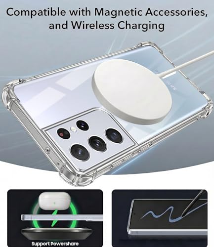 Image of Jkobi Shockproof Crystal-Clear Back Cover for Samsung Galaxy S21 Ultra 5G (Magsafe Wireless Support | Drop & Camera Protection | Hard Polycarbonate)