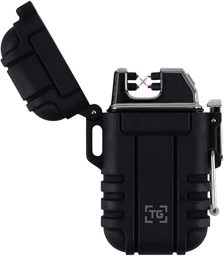 Miniatura 1 de TG Encendedor de plasma resistente al viento impermeable recargable por USB doble arco para EDC camping supervivencia táctica