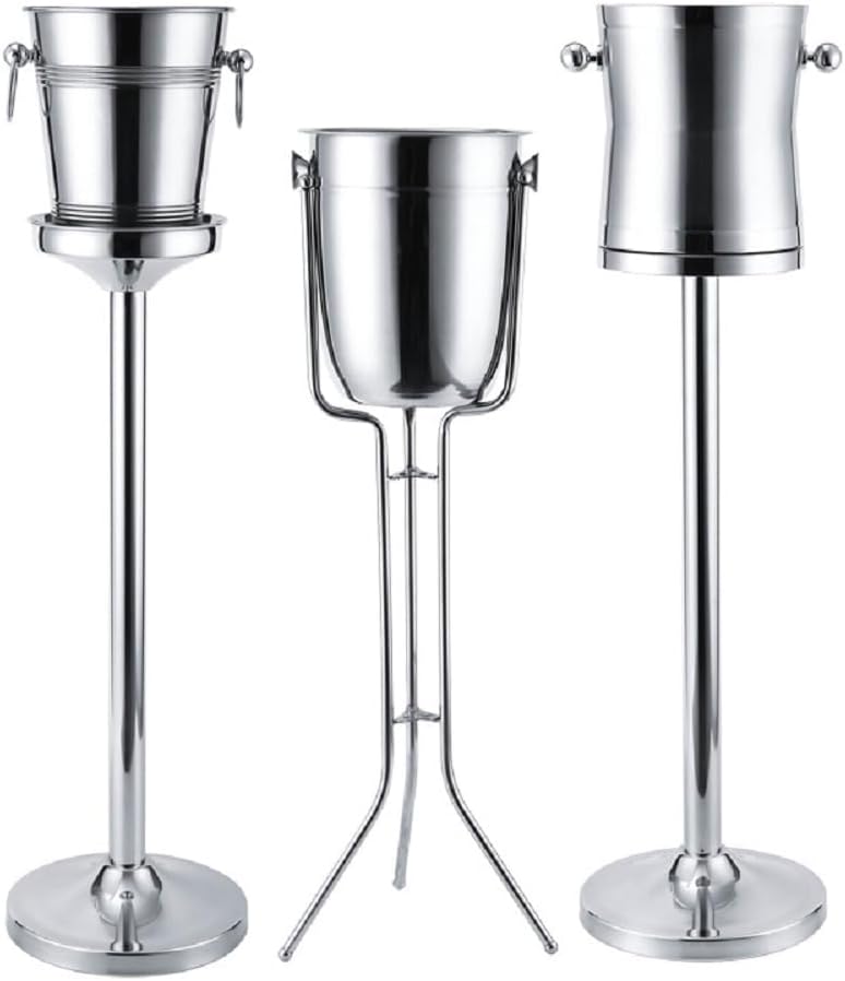 5L ステンレス鋼製アイスバケット スタンド付き アイスキューブ収納クーラー シャンパン・ビール用 KTV・クラブ・バー・パーティー