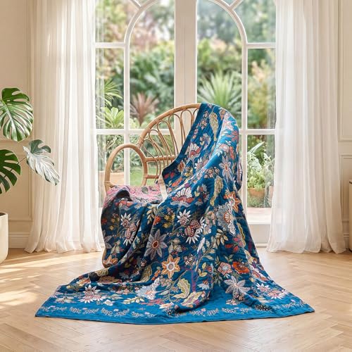 Image of LUTBM Boho Throw Blanket for Couch 50 inchx60 inch, Cotton Decorative Bed Throw