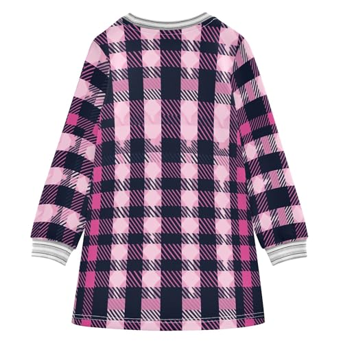 Herringbone Houndstooth Checked Hot Pink Baby Girls' Princess Dress Soft Kid Basic Dress 2T2