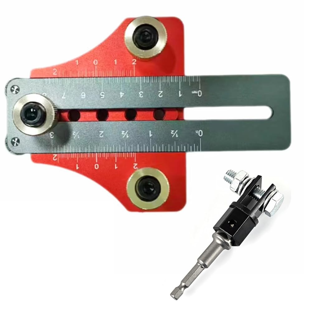 NONDK 2-in-1 Aluminum Alloy Jig Drilling Guide Locator for Cabinet Door and Rebounder Mounting Woodworking Pocket Doweling Jig
