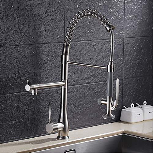 Mitigeur de cuisine avec douchette extractible robinet évier rotatif 360 nickel brossé LWX