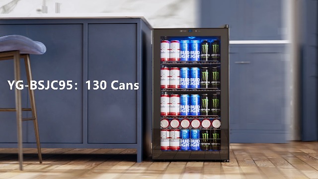 Image of Yeego Beverage Refrigerator, 155 Can Mini Fridge with Glass Door, Adjustable Shelves, Digital Temperature Control 34F-54F, Drink Cooler for Soda, Beer and Wine, Freestanding or Under Counter, Black