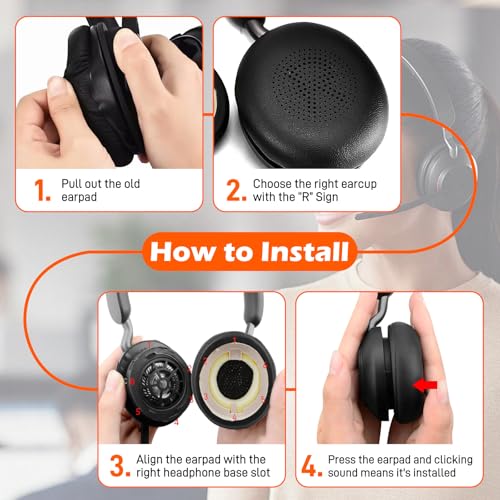 Ersatz Ohrpolster für Jabra Evolve2 65/Evolve2 40 für Jabra Elite 45H Wireless Headset Headphones Kopfhörer Ohrpolster Ersatzpolster 1 Paar… – Ansicht 6