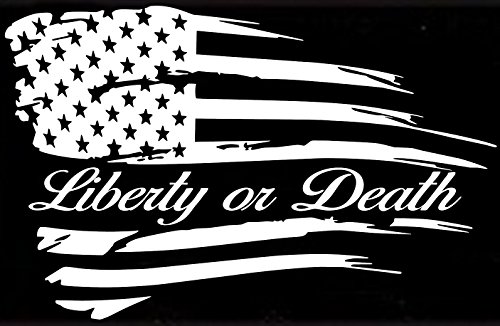 Distressed American Flag Liberty or Death Truck Window Sticker Home Decor