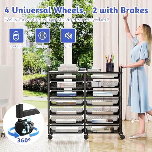 image for Simple Trending Rolling File Storage Cart, 15-Tier Metal Desk File Org