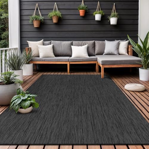 Tapete lavable para interior y exterior 8x10 gris oscuro miniatura 3