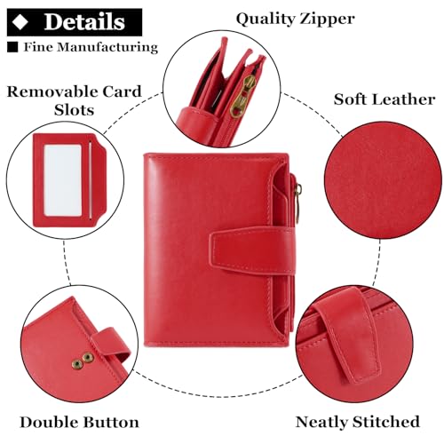 Image of Airkit Small Wallet Women RFID Blocking PU Leather Bifold Compact Card Holder Wallet for Women with Zipper Coin Pocket 4 ID Window