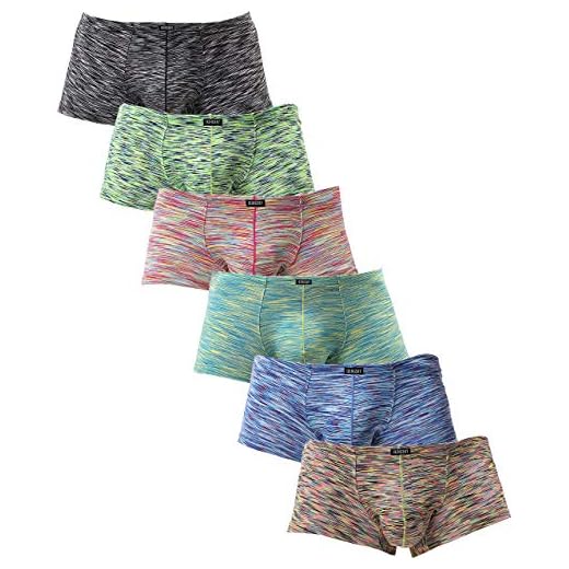 IKINGSKY Men's Stretch Boxer Briefs Underwear Sexy Low Rise Men Pouch Boxer Shorts (Large, 6 Pack)