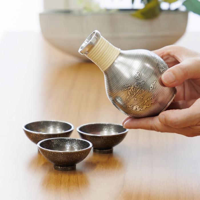 錫 とっくり 桜島 黒漆加工 200ml [No.63-1-1] 桐箱付き