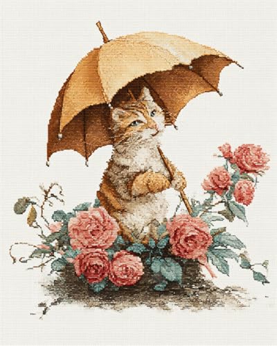 Broderie point de croix chats et fleurs canevas perles 3D loisirs créatifs
