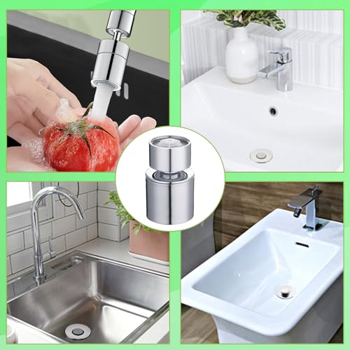 Dryxog Strahlregler Beinhaltet 6 Wasserhahnadapter, Drehbarer für Wasserhähne, 360° Wasserhahn Sieb,Wasserhahn Aufsatz für Bad Küche (Adapter 18 mm auf 22 mm)