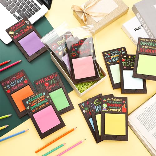 Motipuns 36 Pcs Teacher Appreciation Gifts Teacher Sticky Note Holder Gifts for Teacher\'s Day Thank You Gifts Bulk Sticky Note Pad Holder Sticky Notes OPP Bags for Teacher Coworker Employee