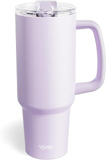 YOME 40oz Light Purple Tumbler with Handle and Flip Straw | Stainless Steel Insulated Cute Water Bottle | Keeps Drinks Cold | Dishwasher Safe | Cupholder Friendly | Gift Gym Travel Yoga