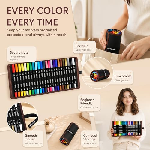Image of Pagather 24 Colors Acrylic Paint Markers, Dual Tip with Fine Tip and Brush Tip Pens for Stone, Wood, Calligraphy, Canvas, Ceramic, Metal, Glass, Rock Painting, DIY Crafts Art Supplies Kit