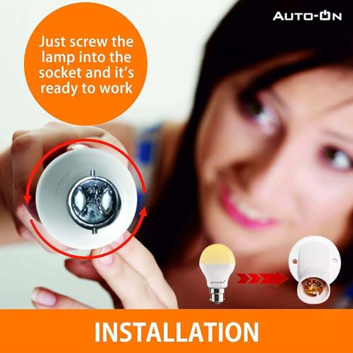 Image of Auto-ON Day /Night Sensor LED Bulb (9W) (Always ON During Night, Auto-Off During Day) (Yellow Light Color) (One Year Warranty) (Yellow Pack Of 2, B22)