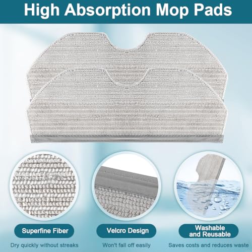 Image of Verilux 9Pcs Replacement Accessories for Narwal Freo X Plus, Replacement Parts Includes 2 Microfiber Mop Cloths, 4 Side Brushes, 2 Filter Panels & 1 Cleaning Tools