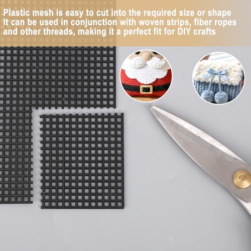 Image of Savita 6pcs Plastic mesh Sheets 7 Count Needlepoint Canvas for Embroidery Crafting and Knit and Crochet Projects (Black)