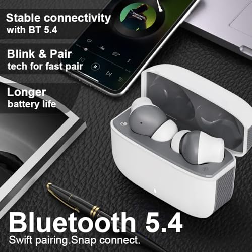 Image of True Wireless Stereo in Ear Earbuds with Environmental Noise Cancellation Quad Mic | Low Latency Gaming | Type-C Fast Charging | IPX5 Waterproof Standard | Bluetooth 5.4 Earbuds TWS [ White Gray ]