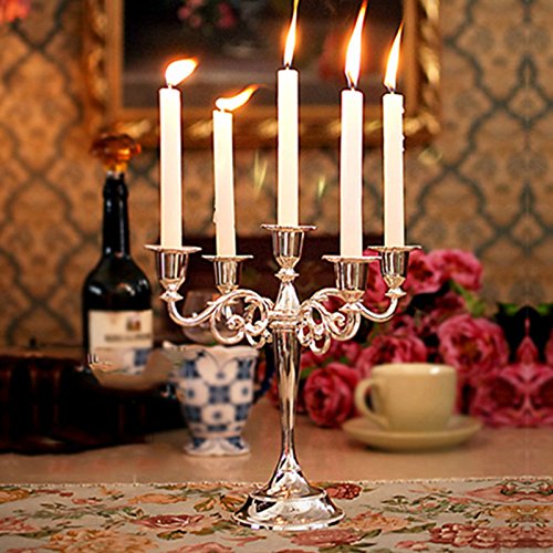 rackcrafts.com Small Short Mini Thin Taper Wax Candles Metallic Gold Silver Wedding Crafts (Metallic Silver)