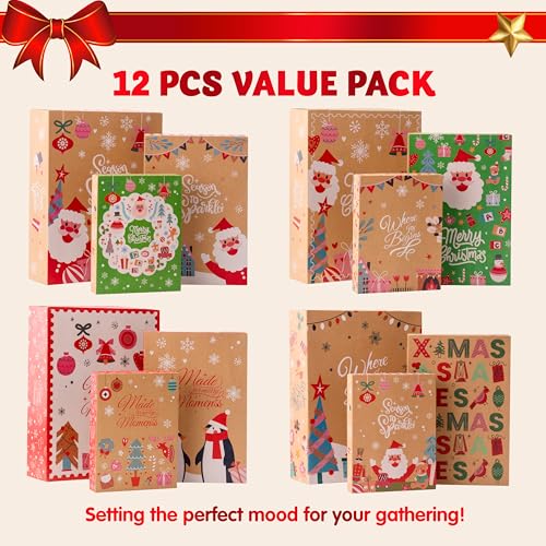 JOYIN 12 PCS Christmas Shirt Gift Boxes with Lids for Presents, Large Robe Cardboard Boxes, Xmas Classic Decorative Box for Clothes, Birthday Holiday Wedding Gift Wrapping Decor, Hat, Sweater and Coat - Image 4