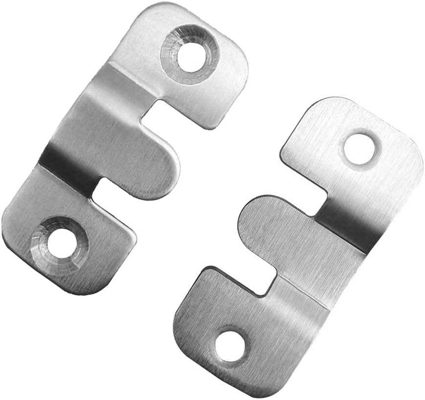 Flush Mount Bracket Interlocking Photo Frame Hook 43 x 19mm Stainless Steel Picture Hanger Z Clip Bracket Headboard Wall Mount Hardware - 6 Sets with Mounting Screws