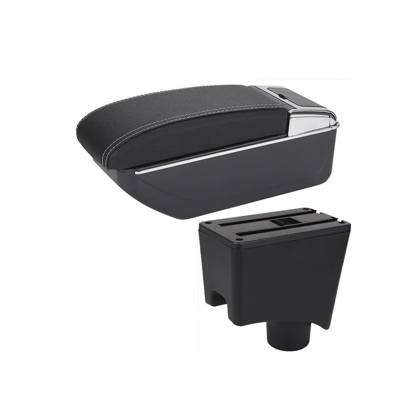 OOPUHKSY Armrest Storage Box For Nissan For Almera G15 Armrest Storage Box Car Accessories Car Armrest Box(B3 Black white 7USB)