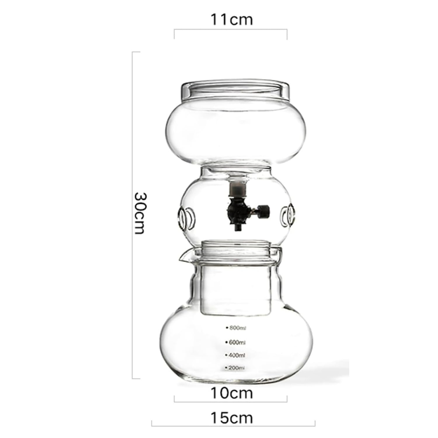 Cafetera fría con gotero ajustable, capacidad de 800 ml, hace 4-6 tazas, perfecta para el hogar y la oficina