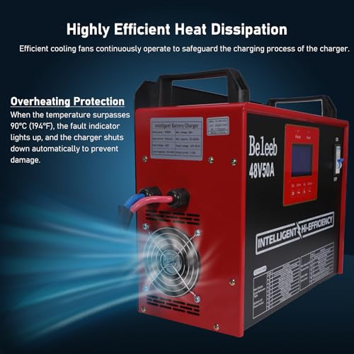 Image of 48V 50A Adjustable Battery Charger, Intelligent Charger for Lead-Acid & LiFePO4 Lithium Batteries, 240V AC Hardwired Charger for Forklifts, Golf Carts, Sightseeing Cars, Energy Storage Systems